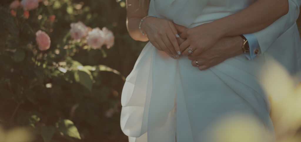 bride and groom at Starling Lane Vineyard close up of their hands